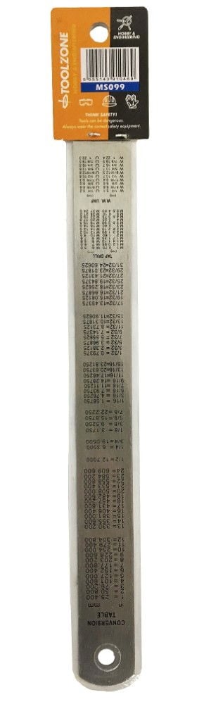 STAINLESS STEEL RULER 6 1mm THICKNESS METRIC AND IMPERIAL - TOOLZONE KDPMS099