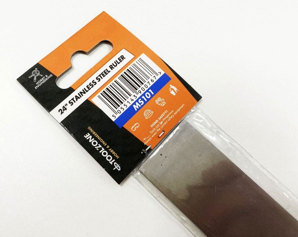 STAINLESS STEEL RULER 24 1.2mm THICKNESS METRIC AND IMPERIAL - TOOLZONE KDPMS101