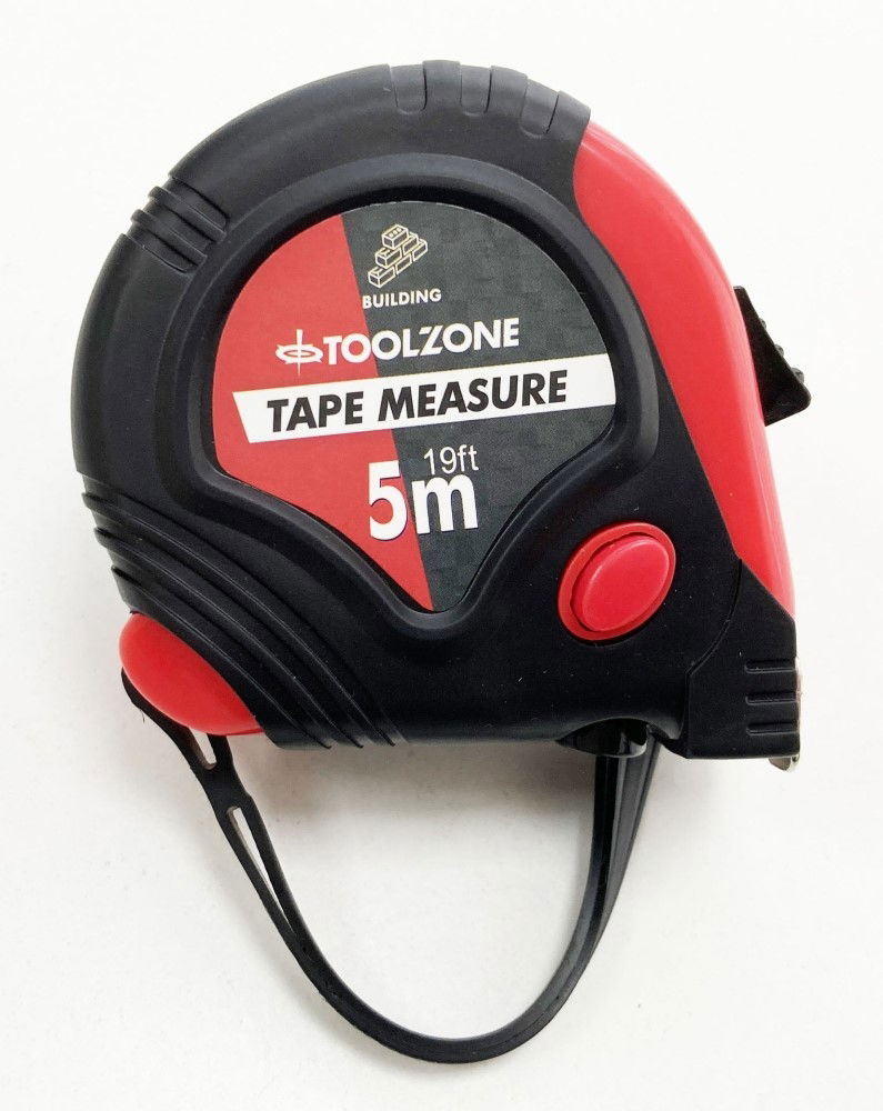 TAPE MEASURE 5m x 19mm RUBBER COATED METRIC AND IMPERIAL - TOOLZONE KDPMS123
