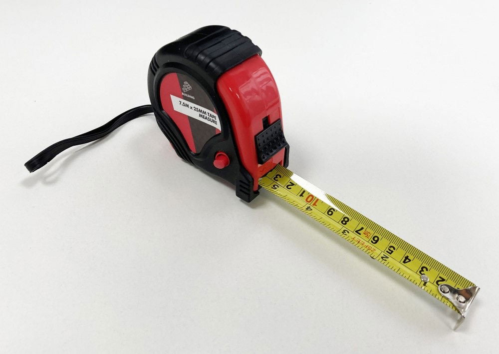 TAPE MEASURE 7.5m x 25mm RUBBER COATED METRIC AND IMPERIAL - TOOLZONE KDPMS124