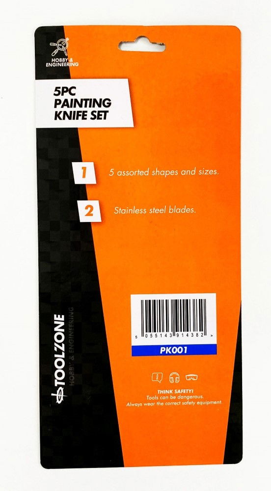 PAINTING KNIFE SET 5PC HIGH CARBON SPRING STEEL BLADES SIZES 1-5 - TOOLZONE KDPPK001