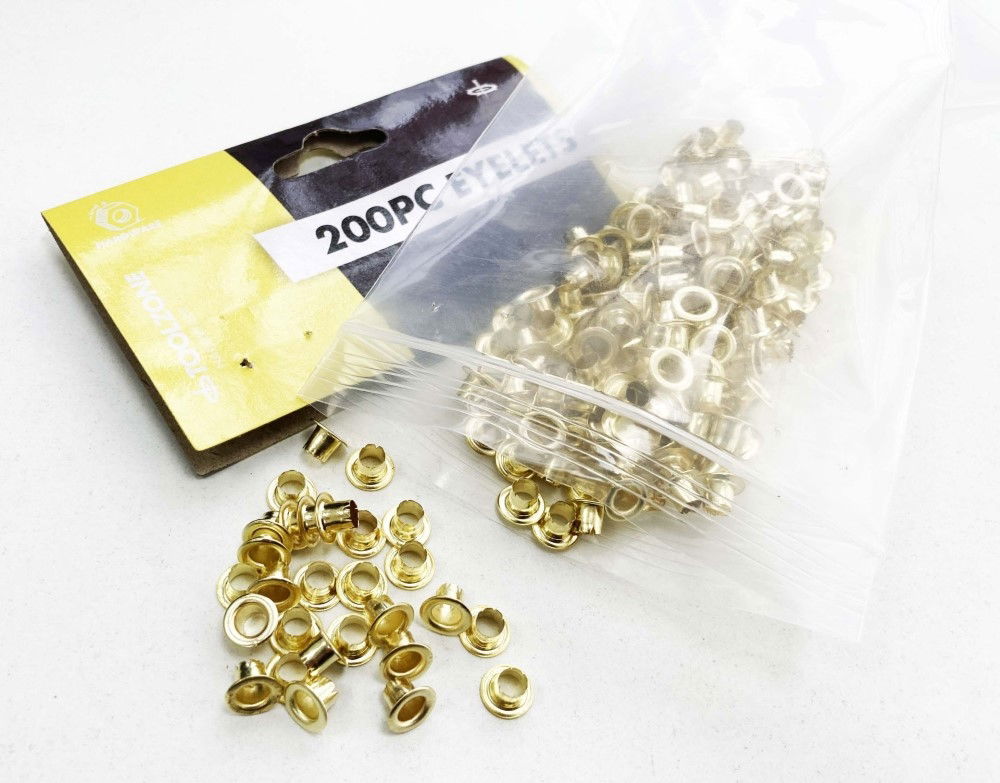 EYELETS 200PC BRASS 4mm INNER DIAMETER 8mm OUTER DIAMETER - TOOLZONE KDPPL231