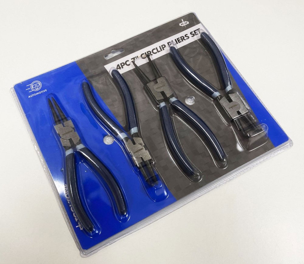 CIRCLIP PLIERS SET 4PC 7 INTERNAL AND EXTERNAL STRAIGHT AND BENT - TOOLZONE KDPPL241