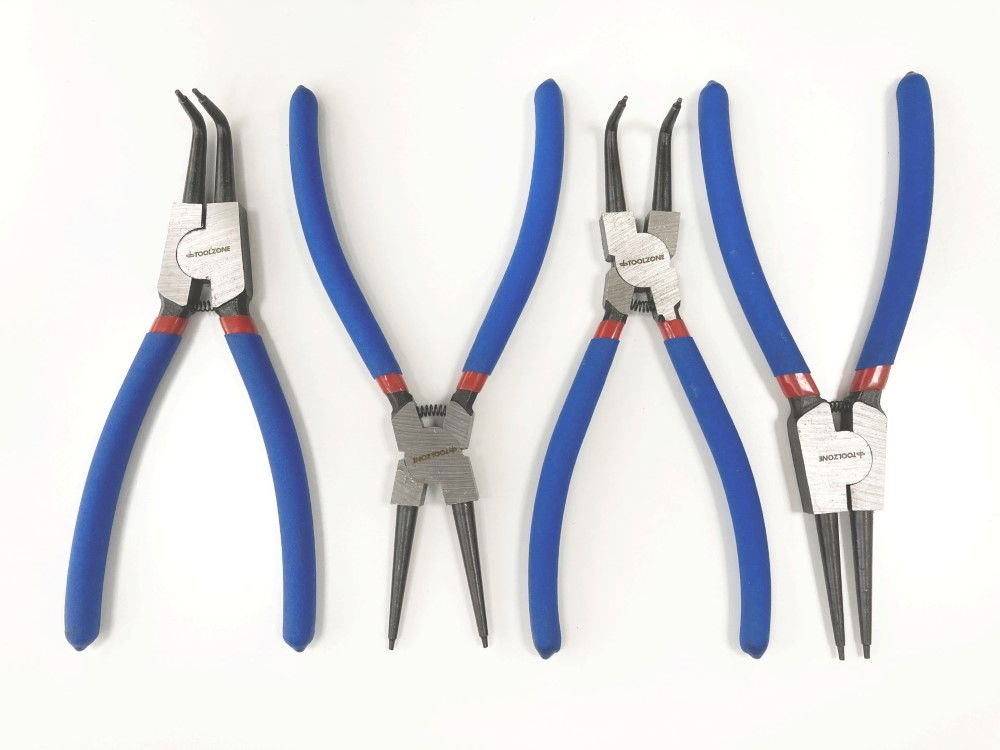 CIRCLIP PLIERS SET 4PC 9 INTERNAL AND EXTERNAL STRAIGHT AND BENT - TOOLZONE KDPPL242