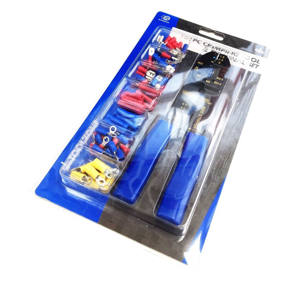 CRIMPING TOOL AND TERMINAL SET 101PC INSULATED TERMINALS 22-10 awg - TOOLZONE KDPPL262