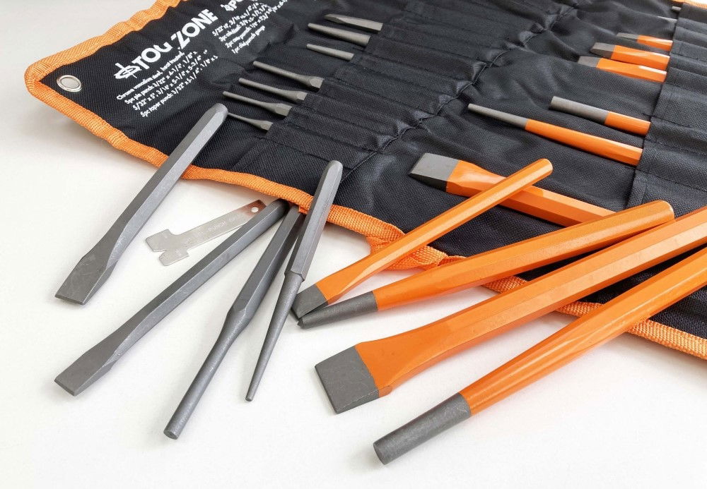 PUNCH AND CHISEL SET 28PC JUMBO CRV VINYL POUCH - TOOLZONE KDPPN006