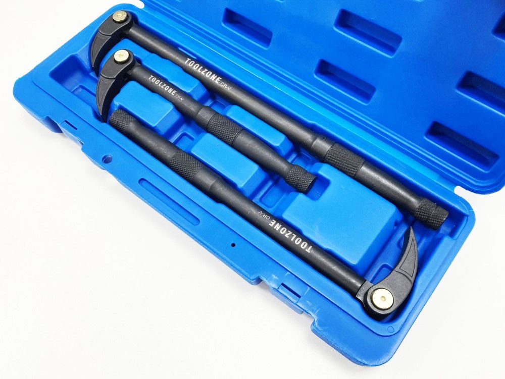 PRY BAR SET 3PC ADJUSTABLE 250mm-380mm 180° FLEXIBLE FOOT - TOOLZONE KDPPN009