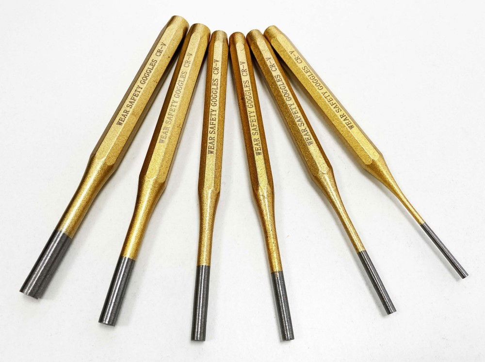 PIN PUNCH SET 6PC 3mm, 4mm, 5mm, 6mm, 7mm, 8mm CHROME VANADIUM - TOOLZONE KDPPN101