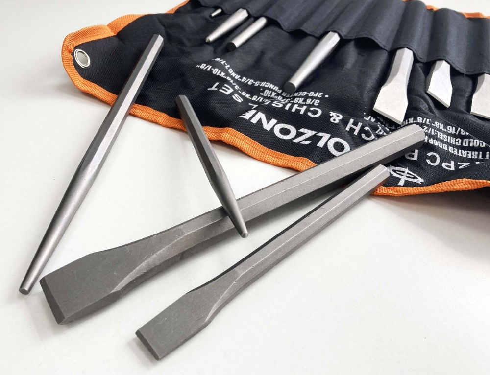 COLD PUNCH AND CHISEL SET 12PC HARDENED STEEL WITH WALLET - TOOLZONE KDPPN105