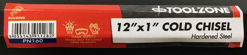 COLD CHISEL 12 x 1 DROP FORGED HARDENED STEEL BLACK FINISH - TOOLZONE KDPPN160