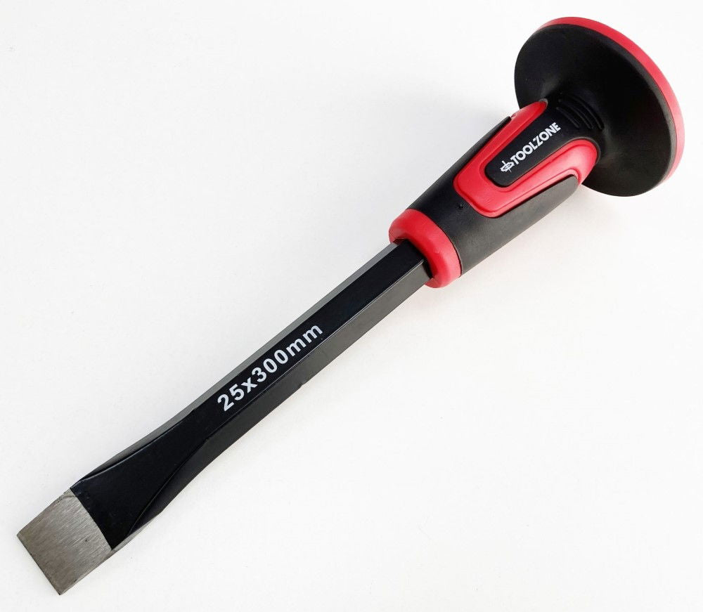 COLD CHISEL 300 x 25mm DROP FORGED STEEL SOFT GRIP - TOOLZONE KDPPN169