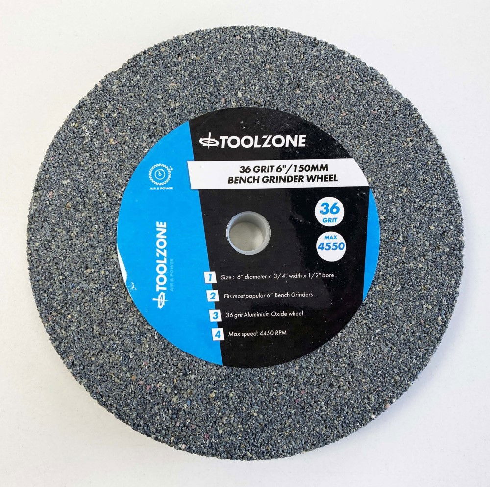 GRINDING WHEEL COARSE 6 36GRIT 19mm THICK ALUMINIUM OXIDE - TOOLZONE KDPPW020C