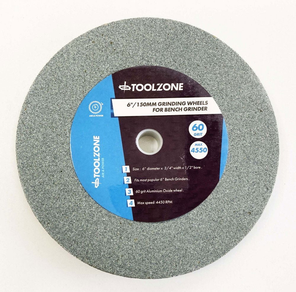 GRINDING WHEEL FINE 6 60GRIT 19mm THICK ALUMINIUM OXIDE - TOOLZONE KDPPW020F