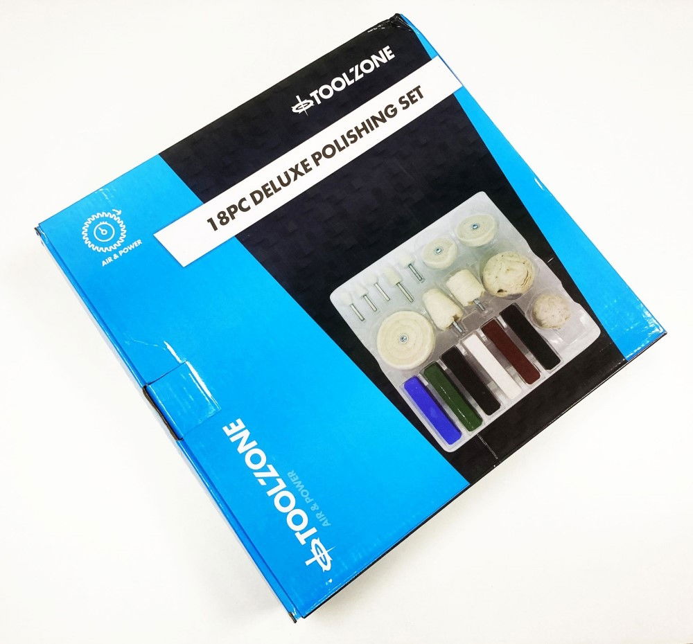 POLISHING KIT 18PC WITH 6 COMPOUNDS FELT BOBS BUFFS AND WHEELS - TOOLZONE KDPPW163