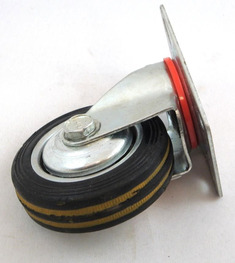 CASTOR SWIVEL 3 72mm RUBBER WHEEL STEEL PLATE 25kg - TOOLZONE KDPRM007