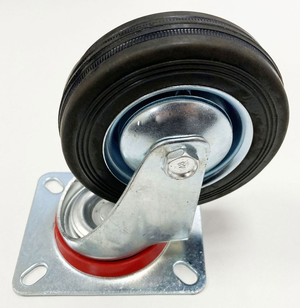 CASTOR SWIVEL 4 100mm RUBBER WHEEL STEEL PLATE 70kg - TOOLZONE KDPRM009