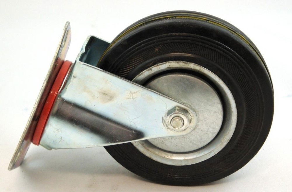 CASTOR SWIVEL 5 125mm RUBBER WHEEL STEEL PLATE 70kg - TOOLZONE KDPRM012