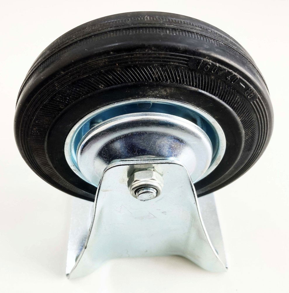 CASTOR FIXED 6 150mm RUBBER WHEEL STEEL PLATE 135kg - TOOLZONE KDPRM014