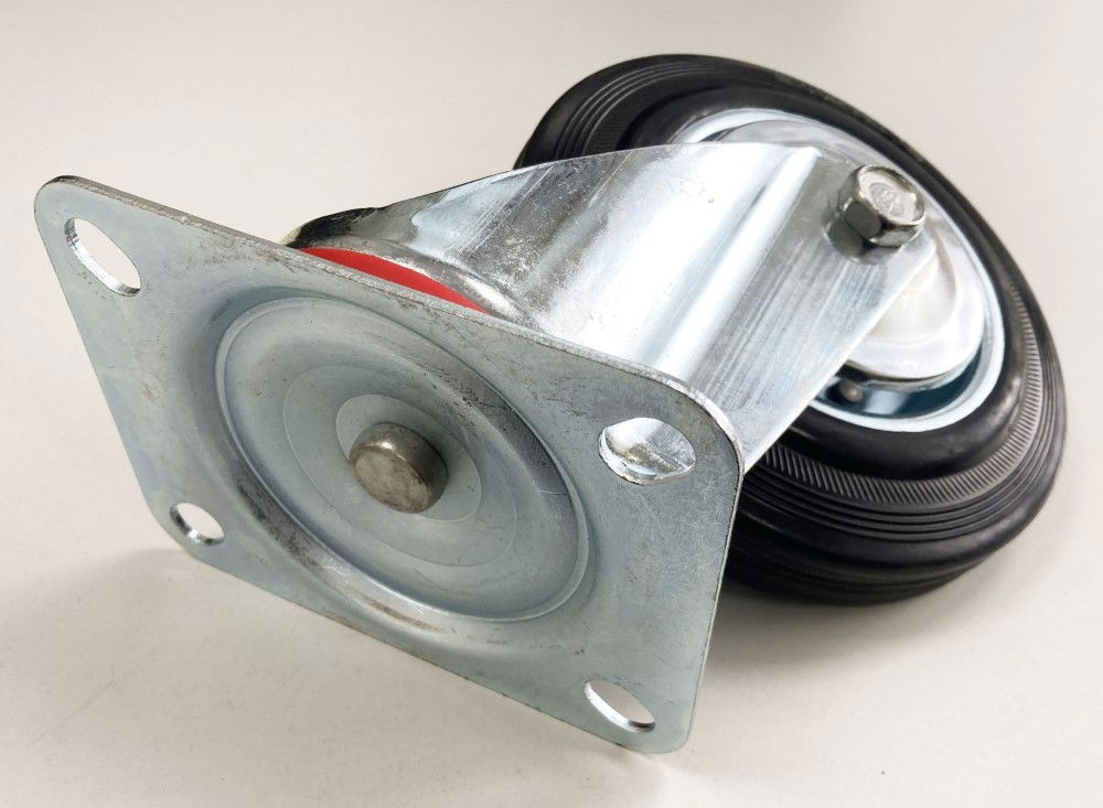 CASTOR SWIVEL 6 150mm RUBBER WHEEL STEEL PLATE 130kg - TOOLZONE KDPRM015