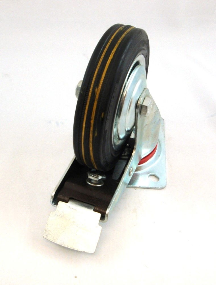 CASTOR SWIVEL WITH BRAKE 6 150mm RUBBER WHEEL STEEL PLATE 120kg - TOOLZONE KDPRM021