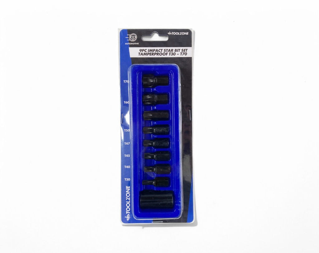 IMPACT STAR BIT SET 9PC T30-T70 1/2 DRIVE - TOOLZONE KDPSD068