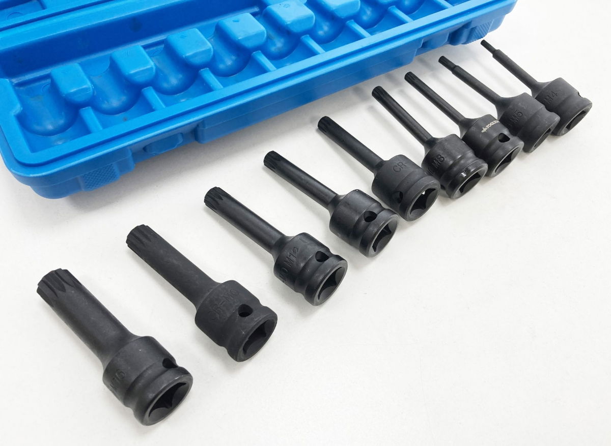 IMPACT SPLINE BIT SET 9PC M4-M16 1/2 DRIVE - TOOLZONE KDPSD070