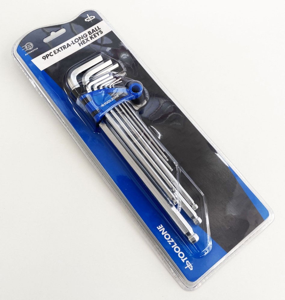 EXTRA-LONG BALL HEX KEY SET 9PC 1.5-10mm - TOOLZONE KDPSD075