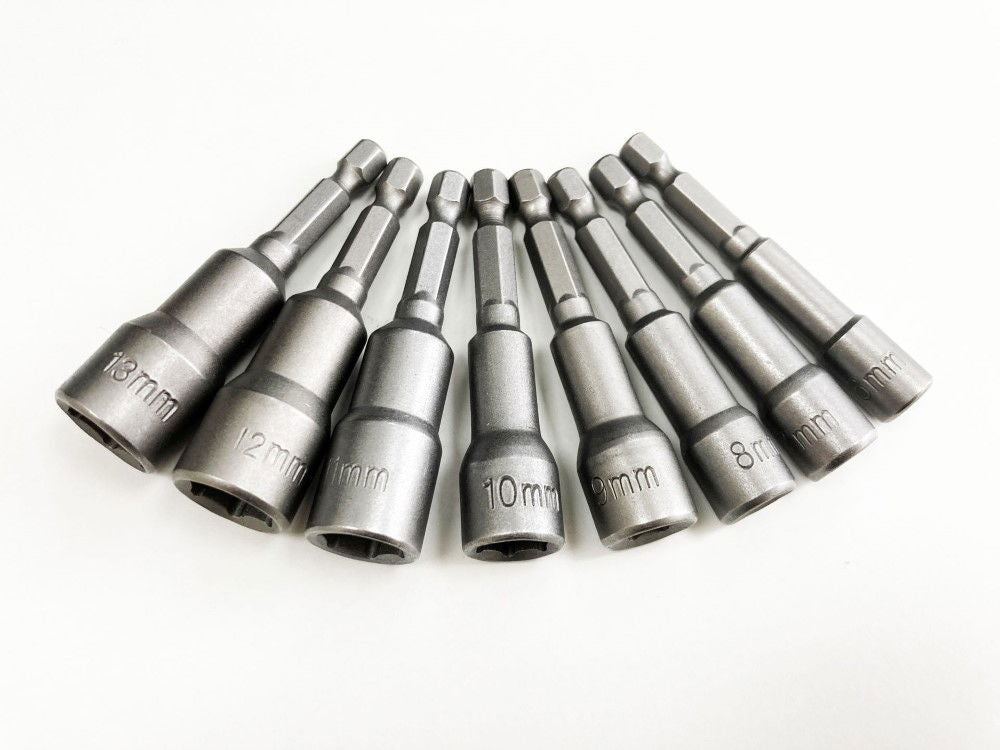 MAGNETIC NUT DRIVER SET 8PC 1/4 DRIVE 6-13mm 65mm LENGTH - TOOLZONE KDPSD083