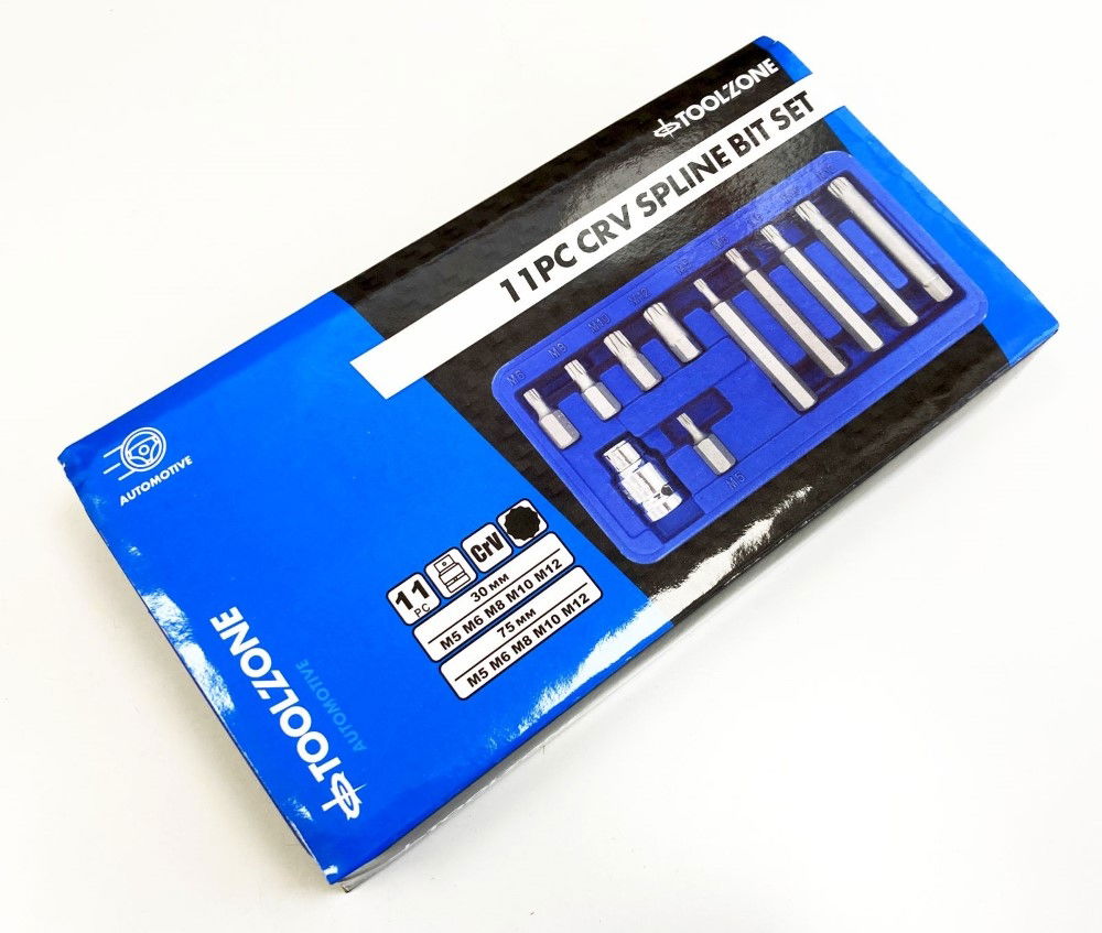 SPLINE BIT SET 11PC CRV M5-M12 30mm 75mm - TOOLZONE KDPSD098