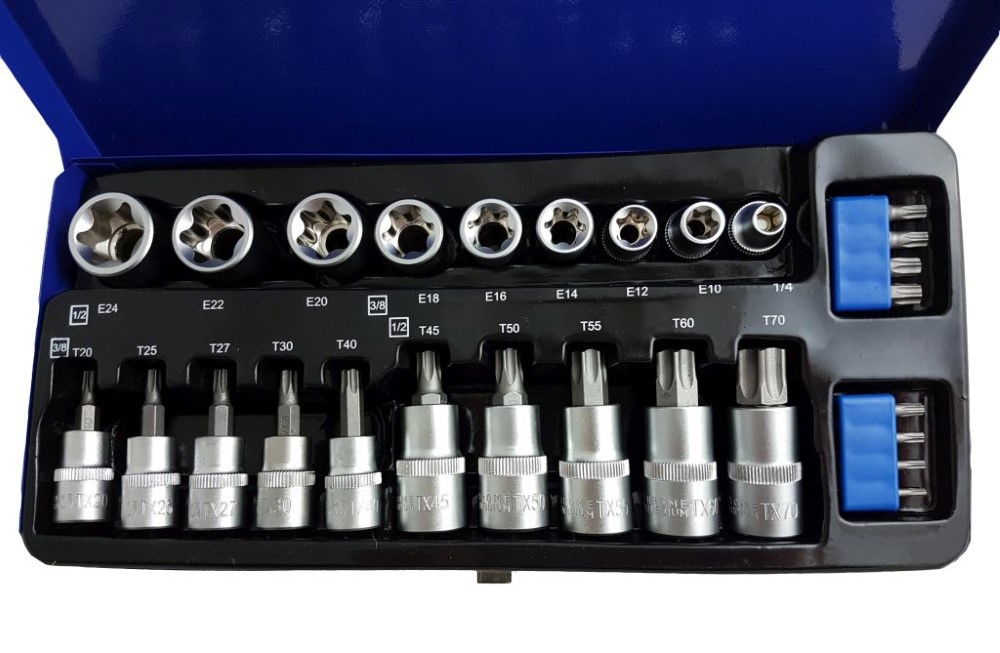 STAR BITS AND E SOCKET SET 27PC 3/8 1/2 - TOOLZONE KDPSD128