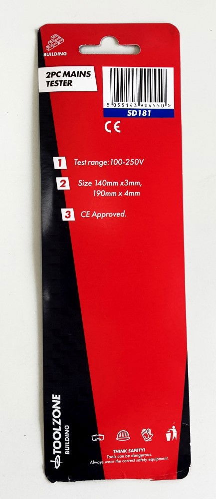 MAINS TESTER SET 2PC 140 x 3mm 190 x 4mm 100-250v - TOOLZONE KDPSD181