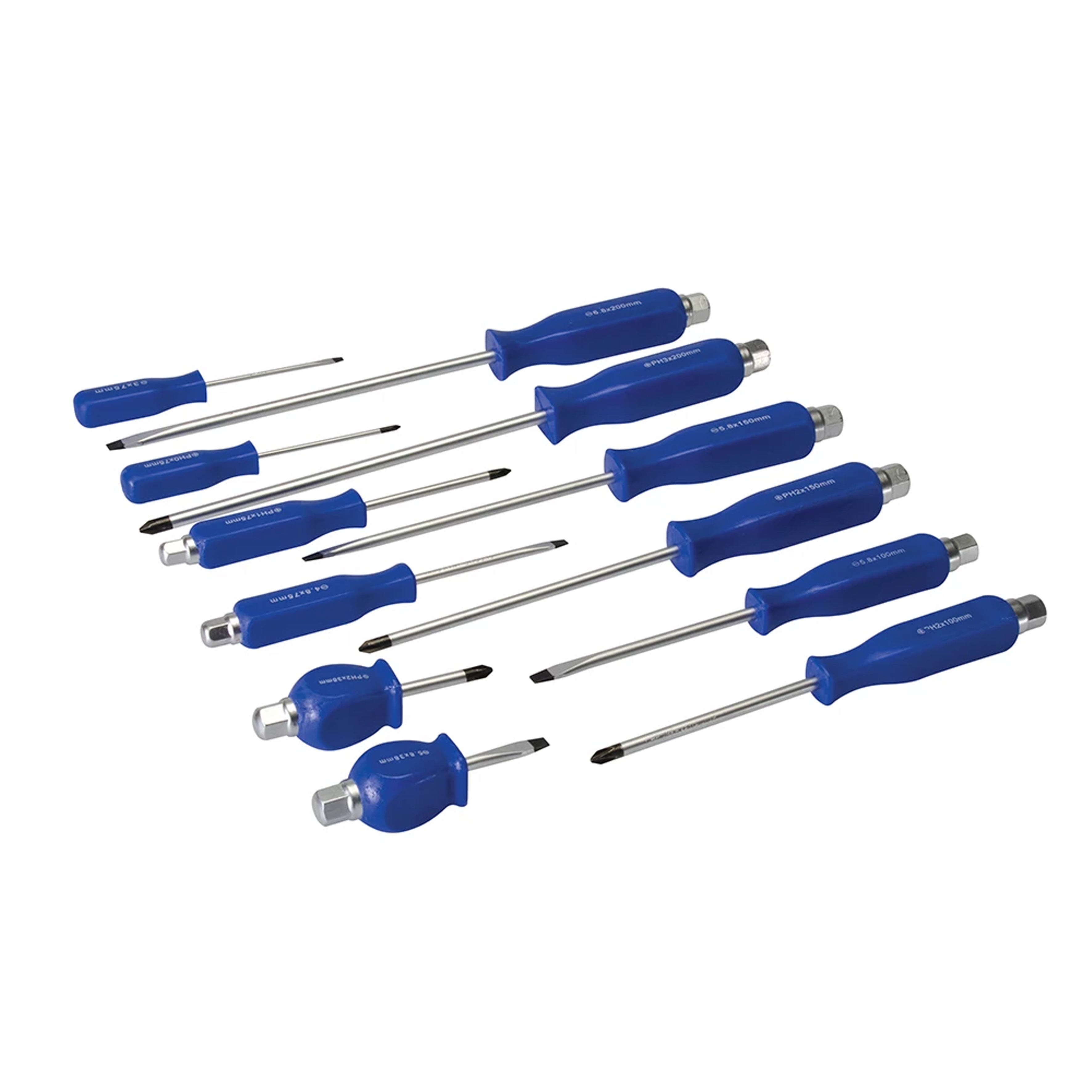 SCREWDRIVER SET HEX SHANK 12PC BLUE - TOOLZONE KDPSD190