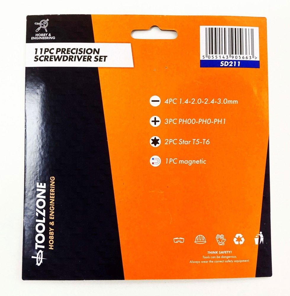 PRECISION SCREWDRIVER SET 11PC PHILLIPS 00-1 SLOT 1-3mm - TOOLZONE KDPSD211
