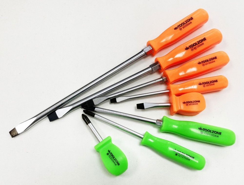 SCREWDRIVER SET MECHANICS CRV HI VIS 8PC - TOOLZONE KDPSD220