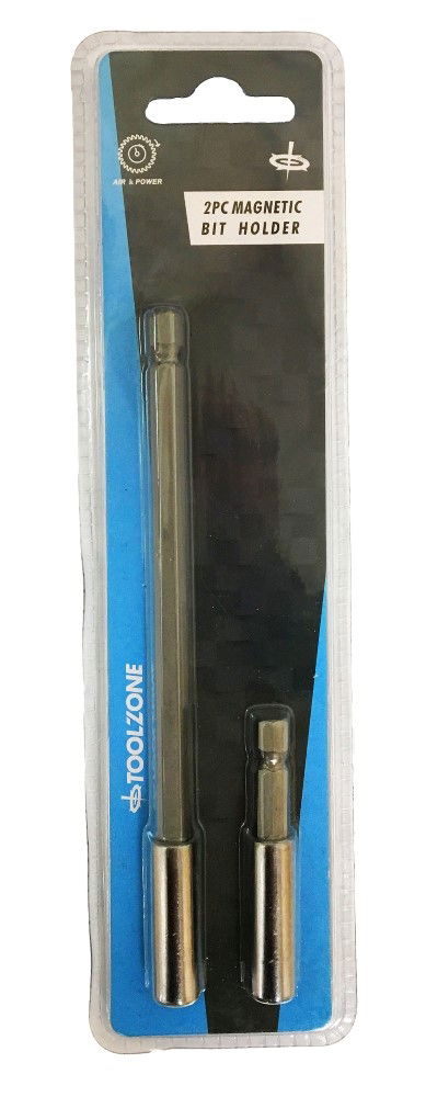 SCREWDRIVER BIT HOLDER SET 2PC 60mm 150mm 1/4 HEX SHANK MAGNETIC - TOOLZONE KDPSD271