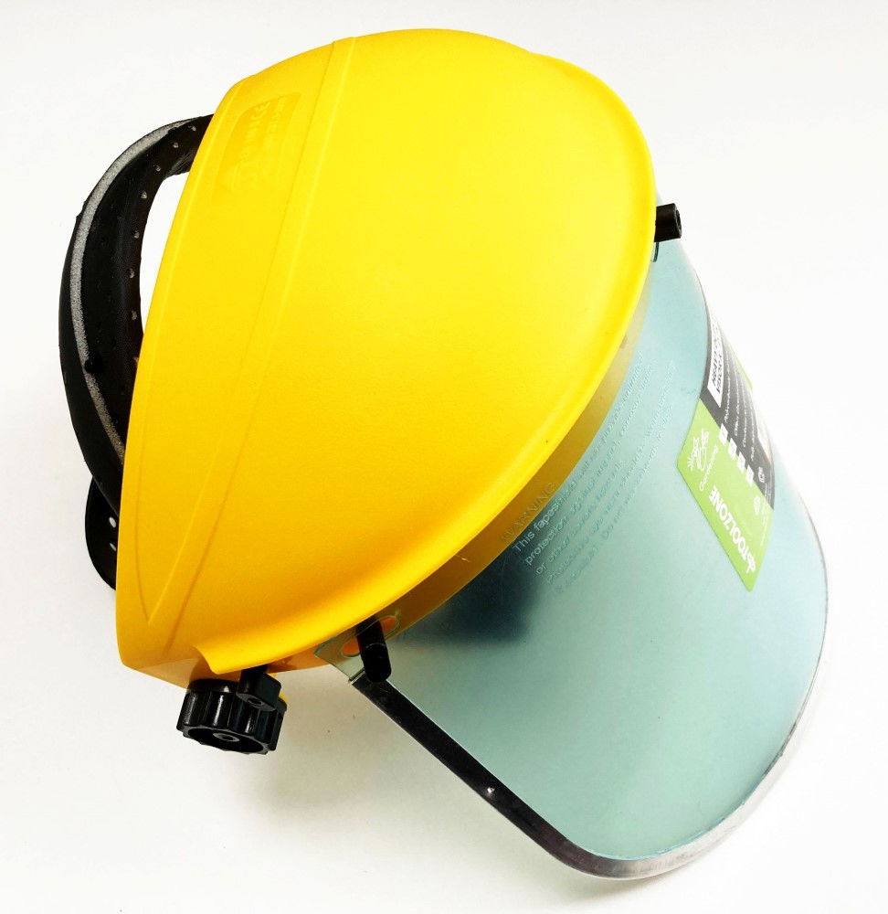YELLOW CLEAR SAFETY VISOR ADJUSTABLE HEAD BAND EN166 EN1731 - TOOLZONE KDPSF013