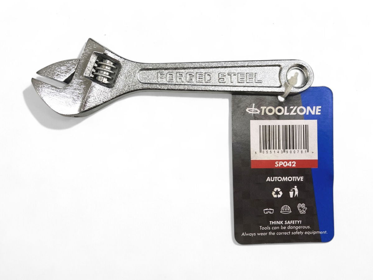 ADJUSTABLE SPANNER 6 MAX JAW 20mm DROP FORGED CHROME PLATED - TOOLZONE KDPSP042