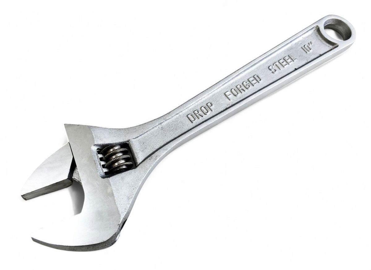 ADJUSTABLE SPANNER 10 MAX JAW 30mm DROP FORGED SATIN FINISH - TOOLZONE KDPSP052