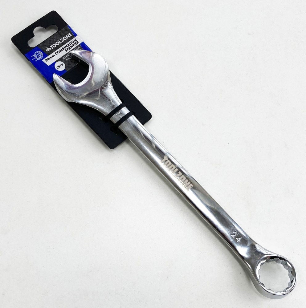 COMBINATION SPANNER 24mm POLISHED CHROME VANADIUM - TOOLZONE KDPSP117