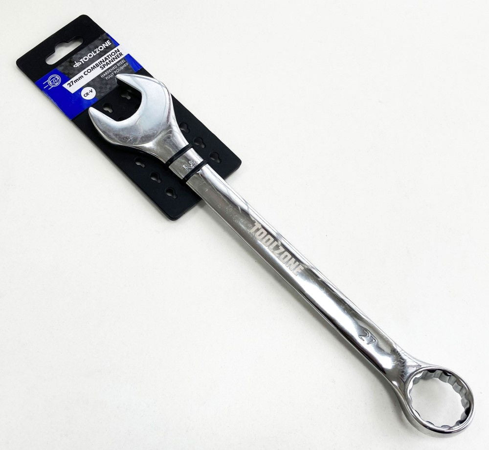 COMBINATION SPANNER 27mm POLISHED CHROME VANADIUM - TOOLZONE KDPSP118