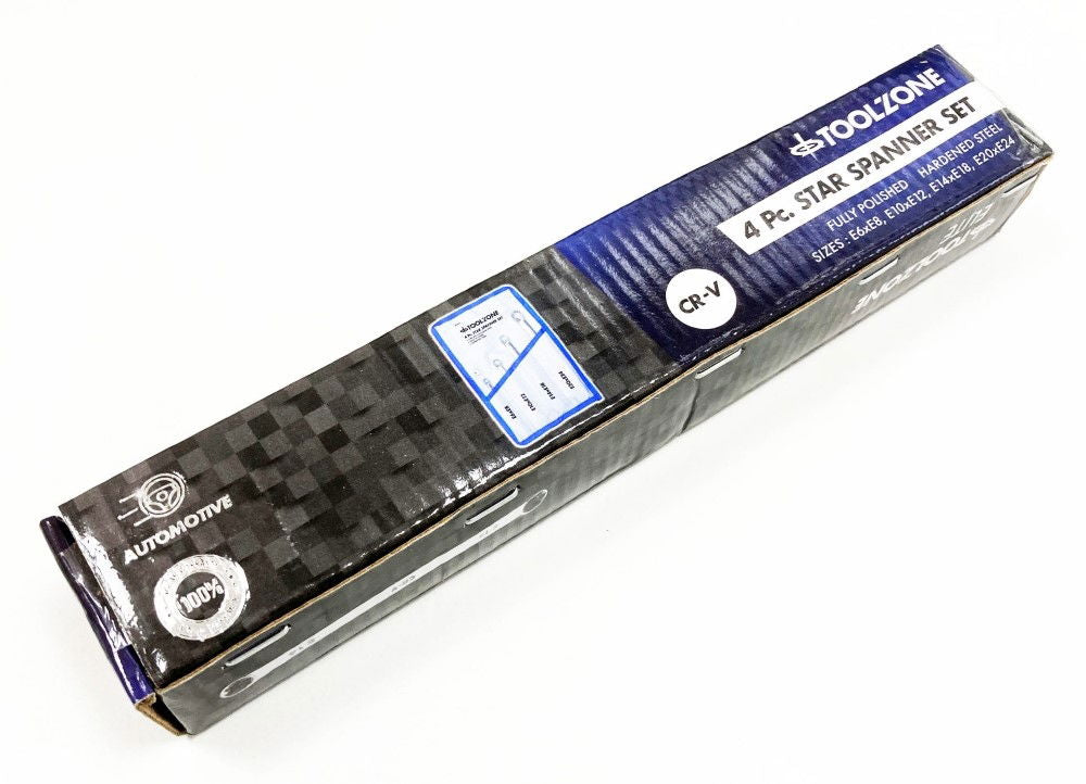 DOUBLE END RING SPANNER SET 4pc STAR CHROME VANADIUM FULLY POLISHED - TOOLZONE KDPSP135