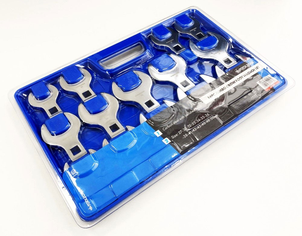 CROWS FOOT WRENCH SET 14pc JUMBO METRIC 1/2 DR FULLY POLISHED - TOOLZONE KDPSP140