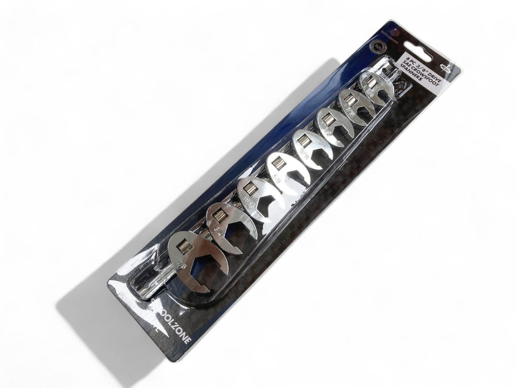 CROWSFOOT SPANNER SET 8pc IMPERIAL 3/8-7/8 CHROME VANADIUM ON RAIL - TOOLZONE KDPSP175