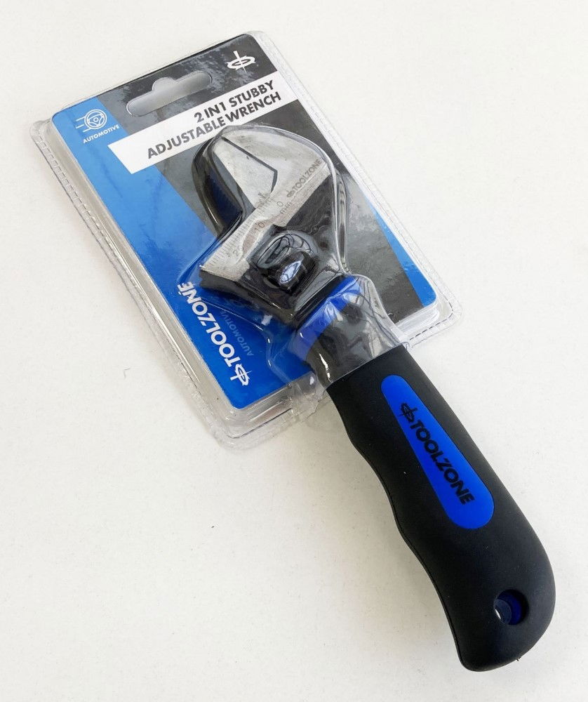 ADJUSTABLE SPANNER 2 IN 1 STUBBY REVERSIBLE JAW 25mm DROP FORGED STEEL - TOOLZONE KDPSP181