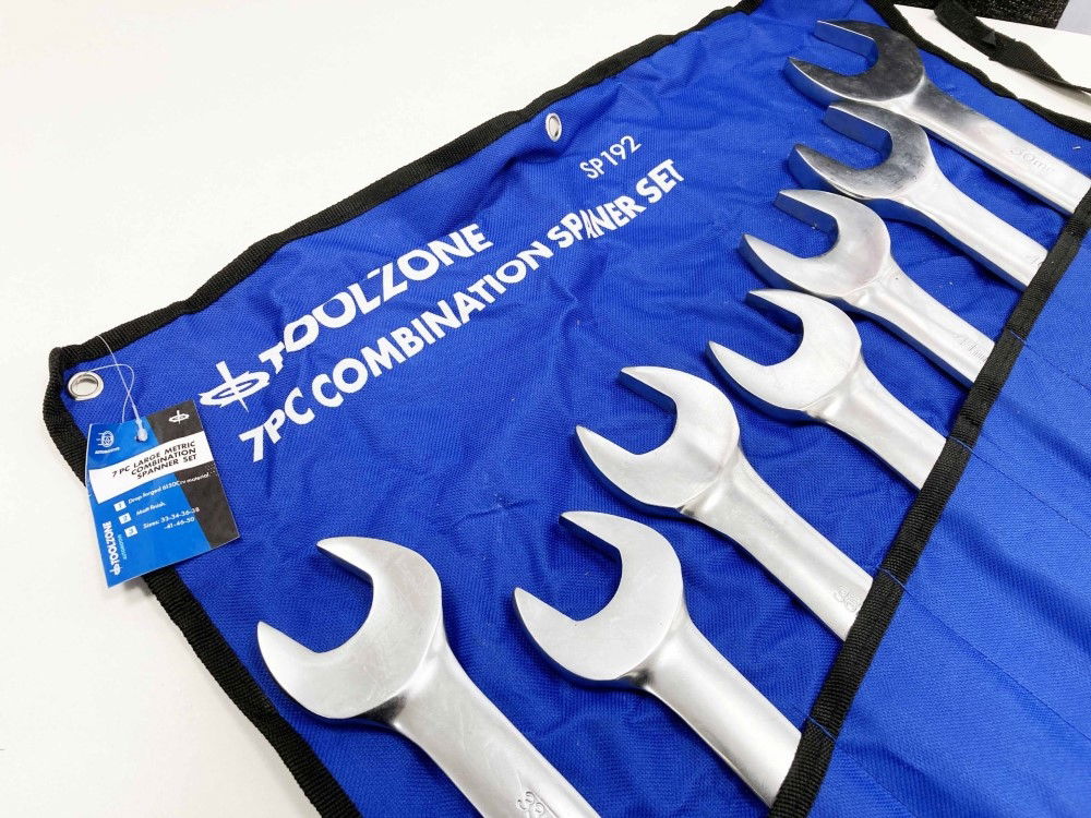 COMBINATION SPANNER SET 7pc 33-50mm 6150CRV MATT FINISH - TOOLZONE KDPSP192