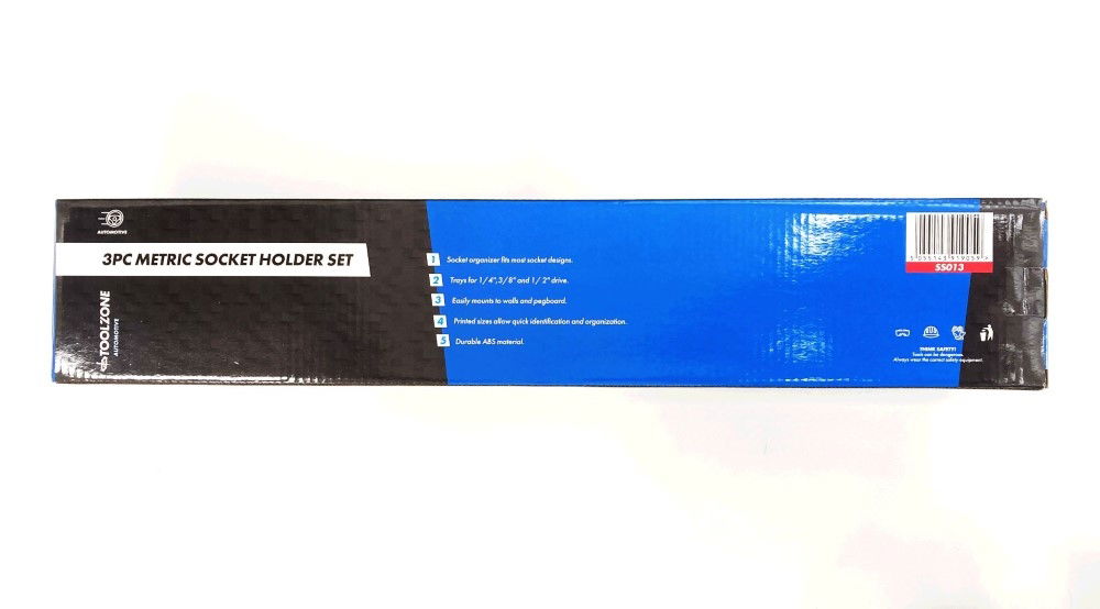 SOCKET HOLDER SET 3pc ABS PLASTIC 1/4 3/8 1/2 DRIVE METRIC MARKED - TOOLZONE KDPSS013