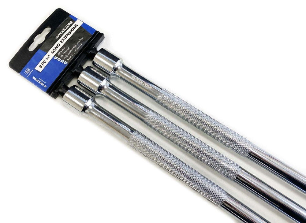 EXTENSION BAR SET 1/2 DRIVE 3pc 375mm 450mm 600mm 40CR STEEL - TOOLZONE KDPSS023