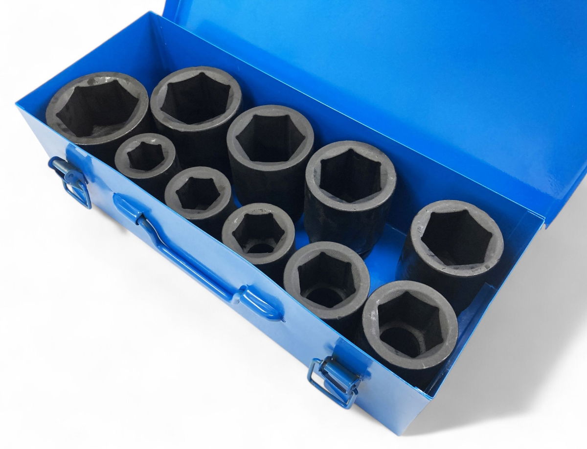 IMPACT SOCKET SET 1 DRIVE DEEP 10pc 22-50mm CHROME MOLYBDENUM - TOOLZONE KDPSS033