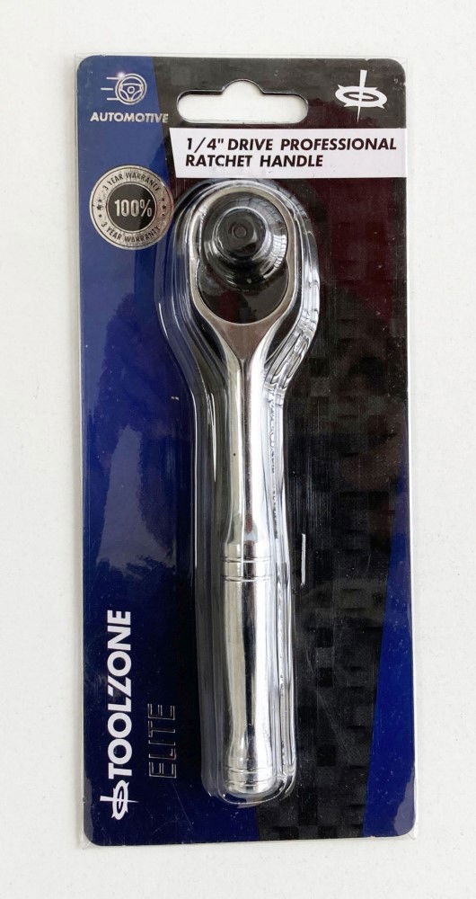 RATCHET HANDLE 1/4 DRIVE PROFESSIONAL POLISHED 150mm CRV QUICK RELEASE - TOOLZONE KDPSS052