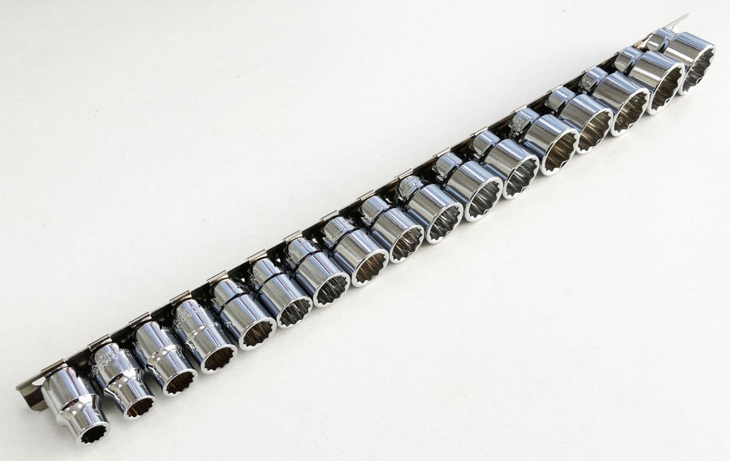 SOCKET SET 3/8 DRIVE SHALLOW CRV 17 PIECES 8-24mm BI HEX - TOOLZONE KDPSS094